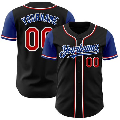 Custom Black Red Royal-White Authentic Two Tone Baseball Jersey
