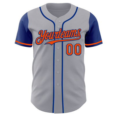 Custom Gray Orange-Royal Authentic Two Tone Baseball Jersey