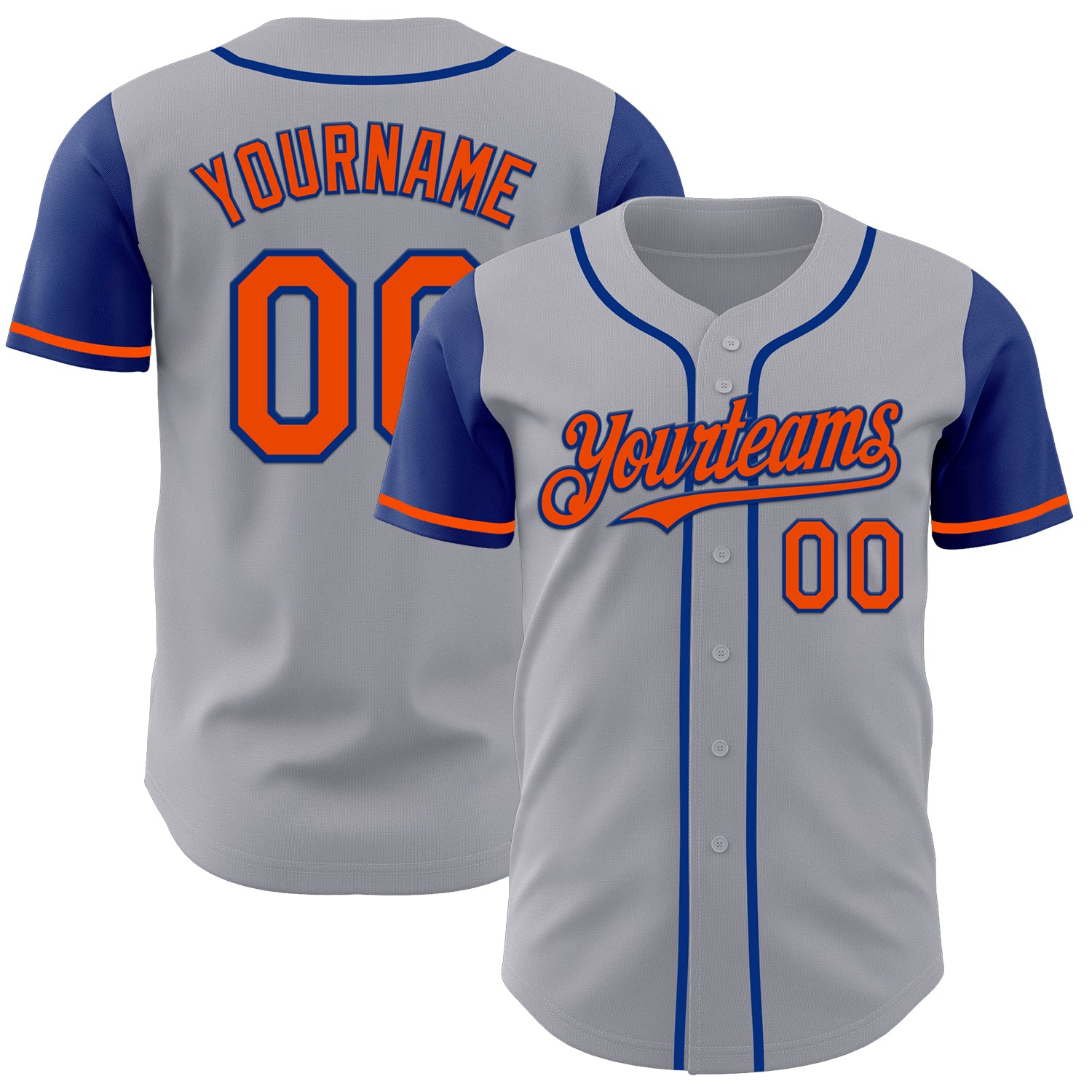 Custom Gray Orange-Royal Authentic Two Tone Baseball Jersey