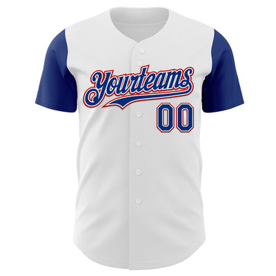 Custom White Royal-Red Authentic Two Tone Baseball Jersey