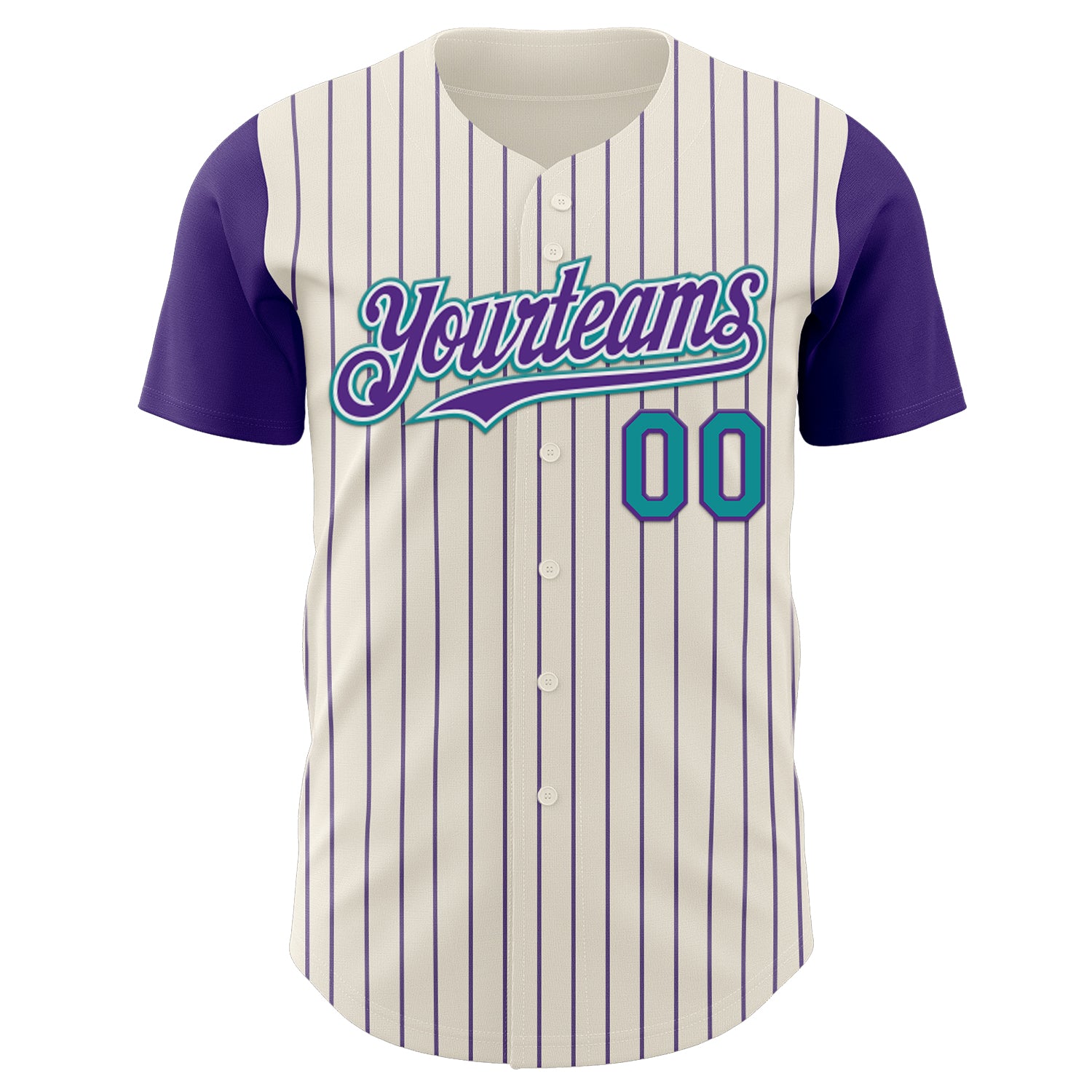 Custom Cream Purple Pinstripe White-Teal Authentic Two Tone Baseball Jersey