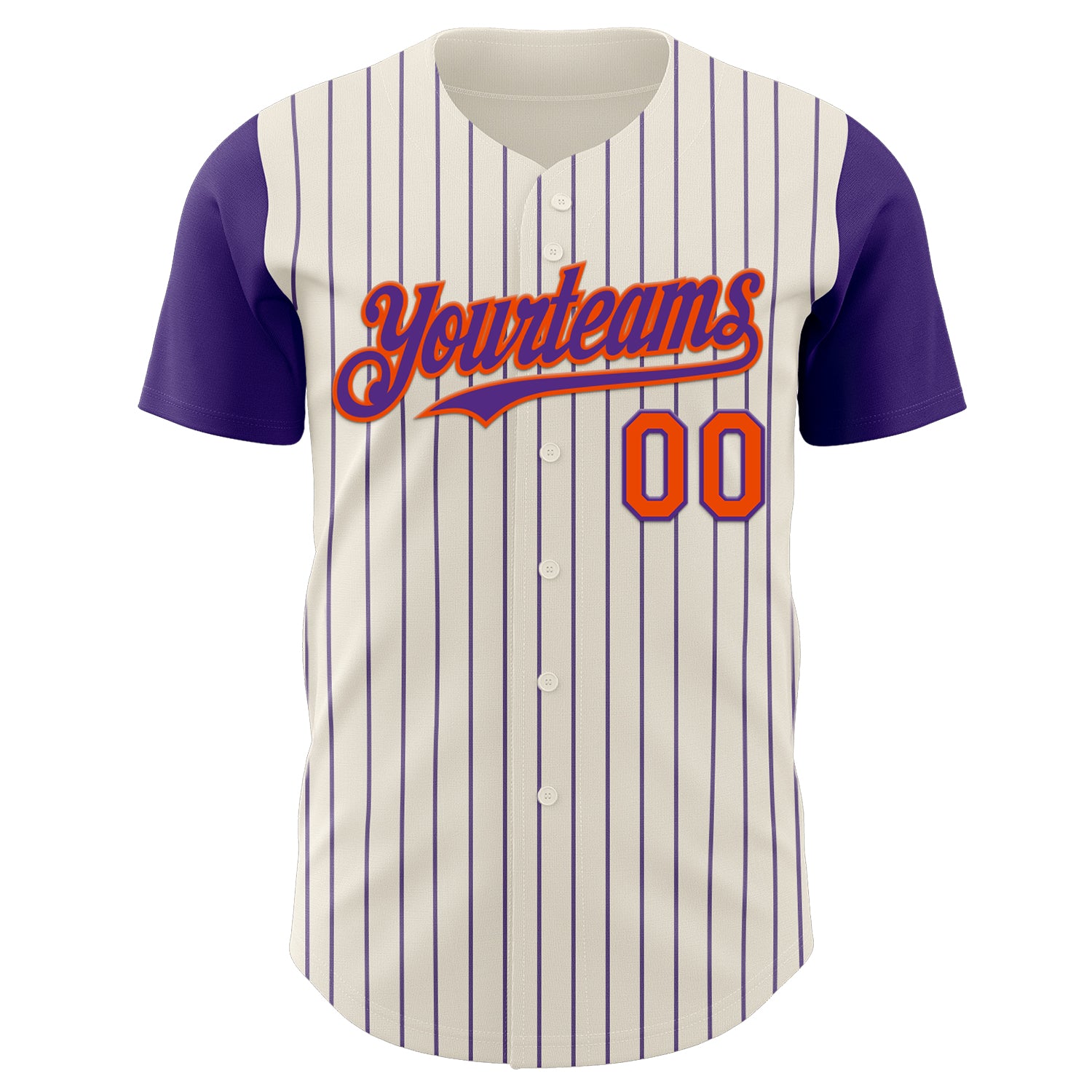 Custom Cream Purple Pinstripe Orange Authentic Two Tone Baseball Jersey