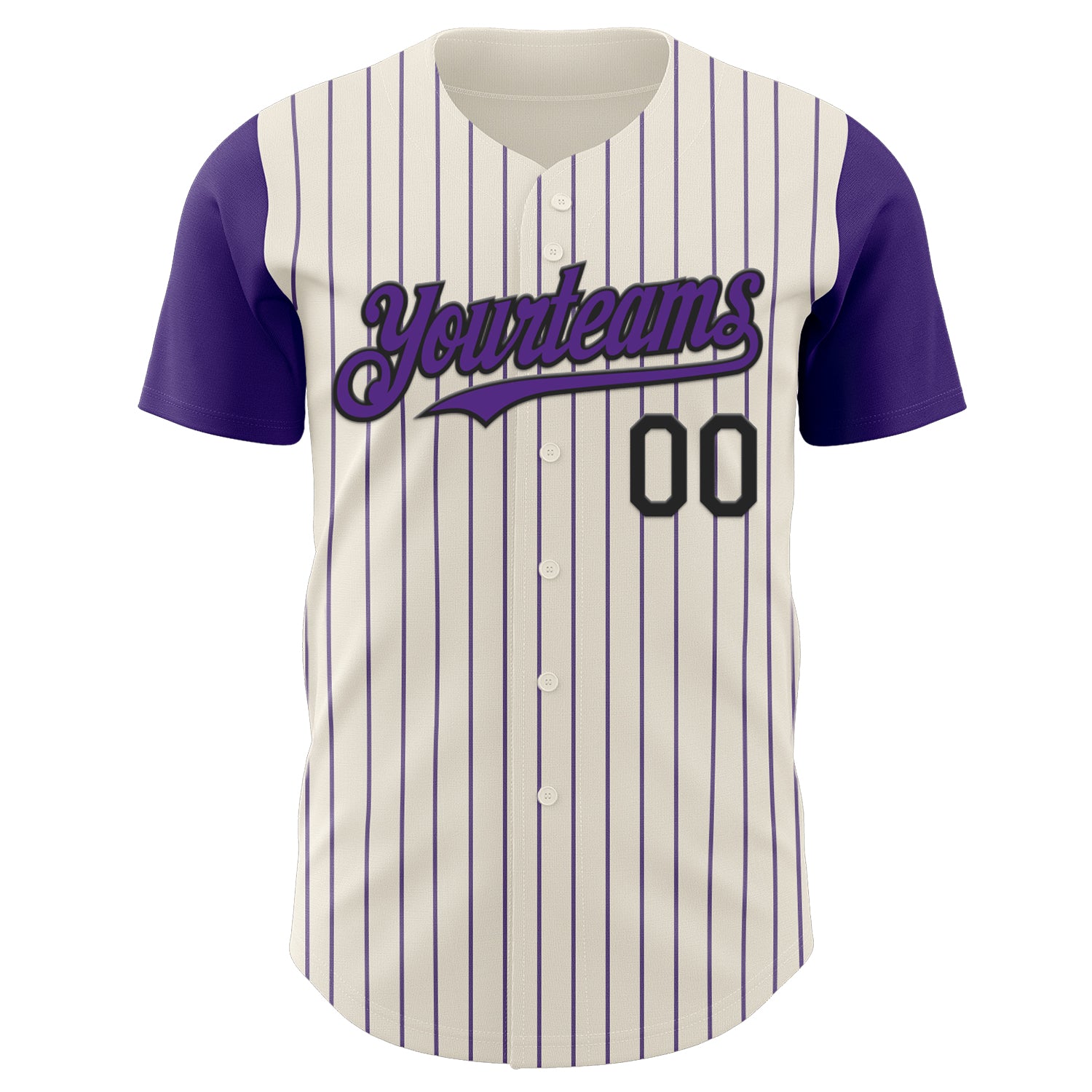 Custom Cream Purple Pinstripe Black Authentic Two Tone Baseball Jersey