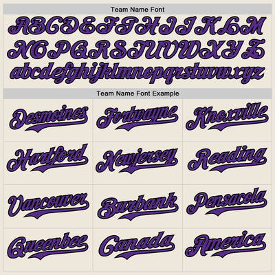 Custom Cream Purple Pinstripe Black Authentic Two Tone Baseball Jersey