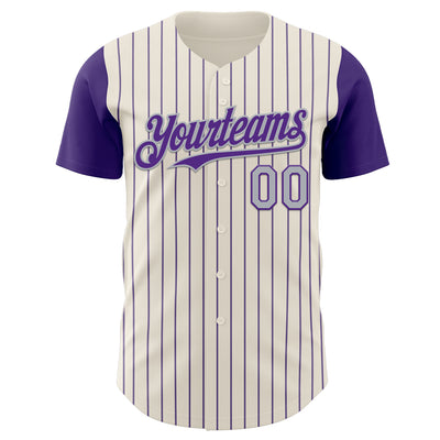 Custom Cream Purple Pinstripe Gray Authentic Two Tone Baseball Jersey