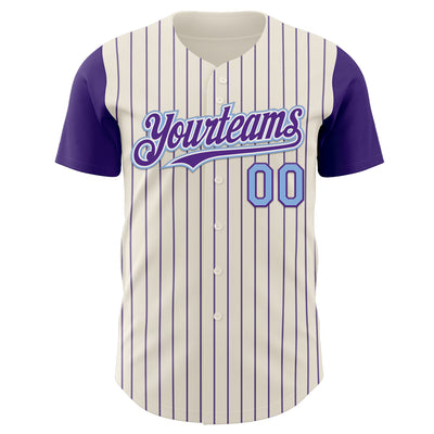 Custom Cream Purple Pinstripe White-Light Blue Authentic Two Tone Baseball Jersey