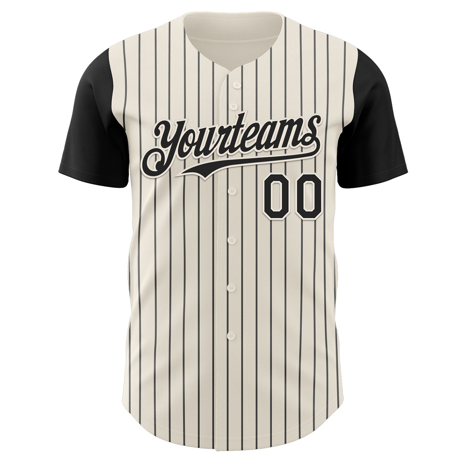 Custom Cream Black Pinstripe Black Authentic Two Tone Baseball Jersey