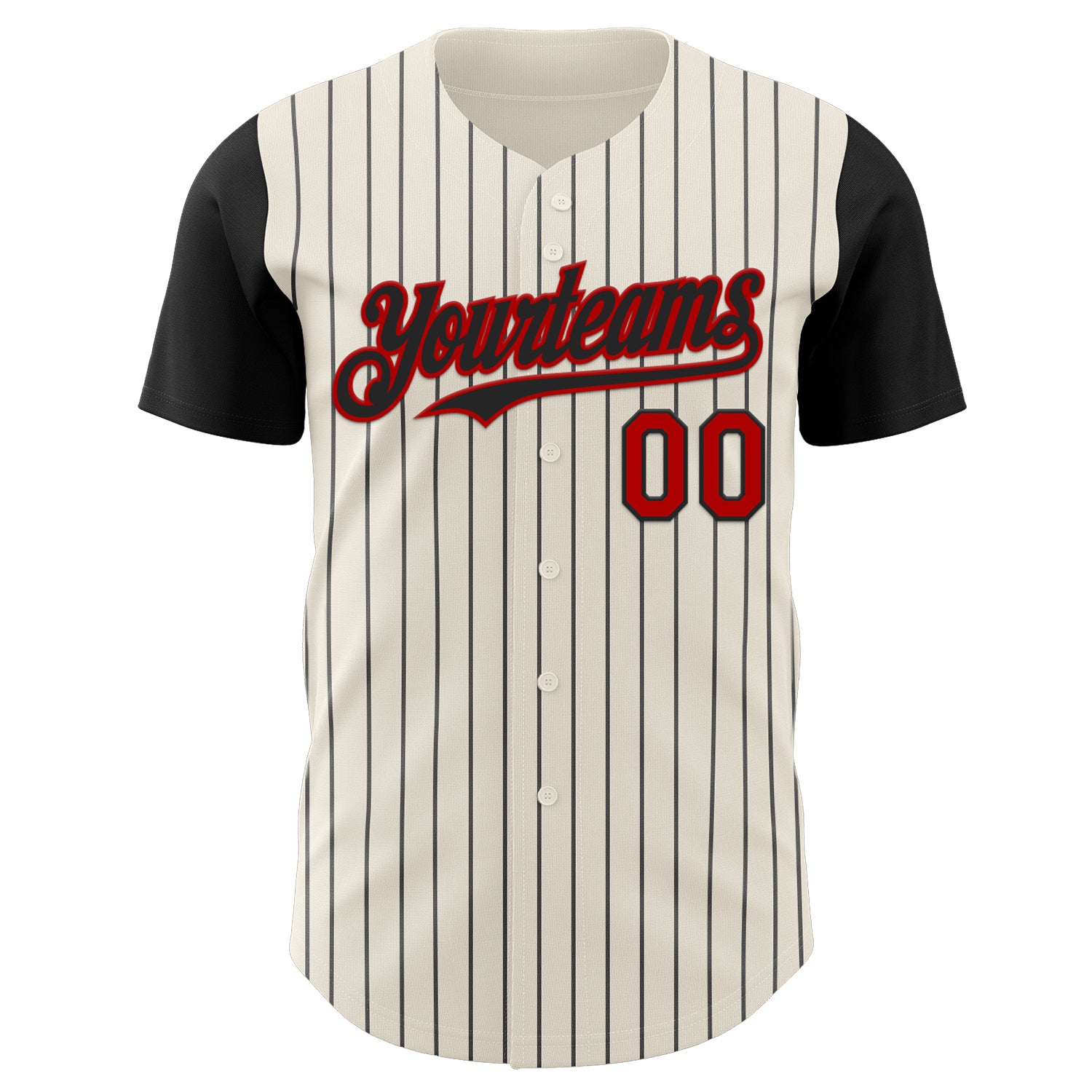 Custom Cream Black Pinstripe Red Authentic Two Tone Baseball Jersey