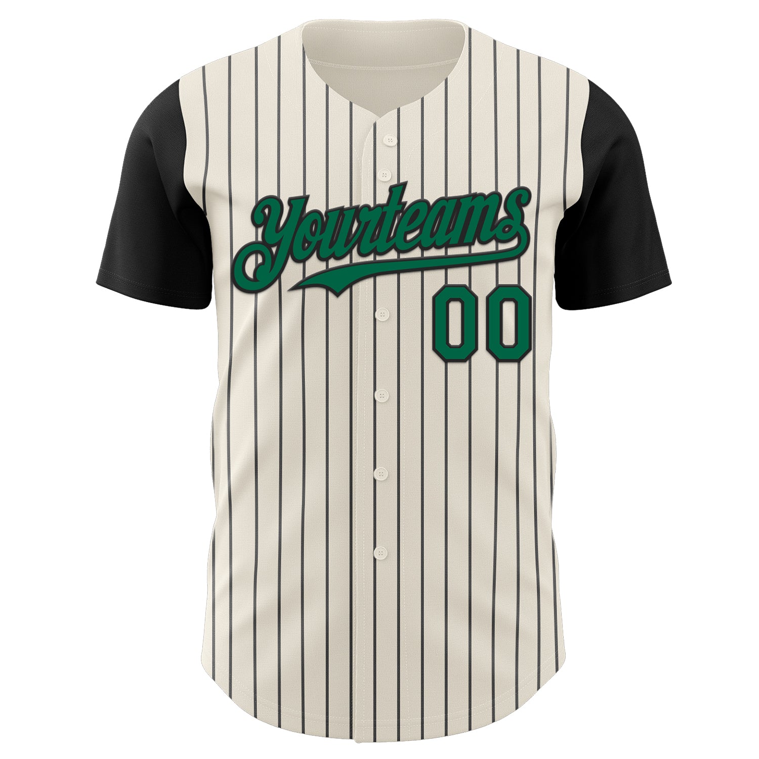 Custom Cream Black Pinstripe Kelly Green Authentic Two Tone Baseball Jersey