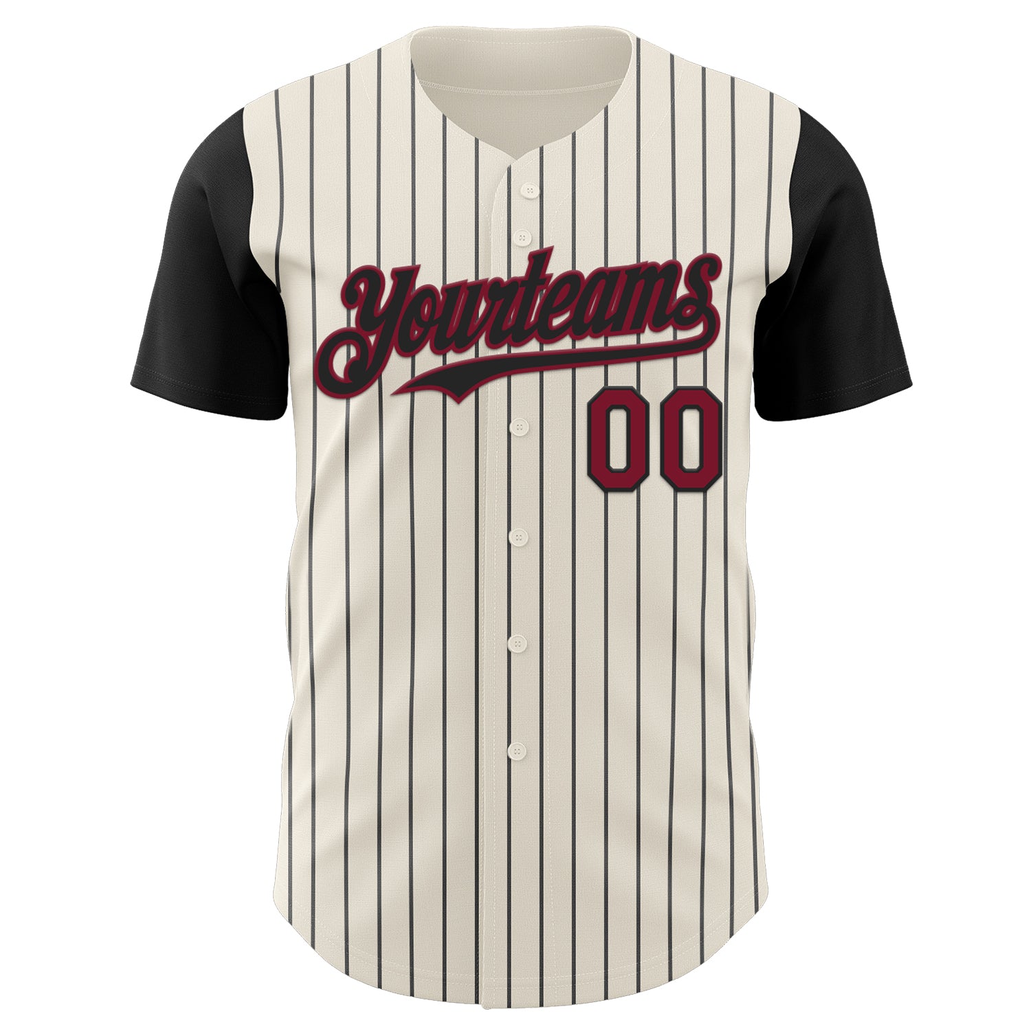 Custom Cream Black Pinstripe Crimson Authentic Two Tone Baseball Jersey