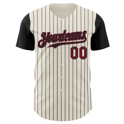 Custom Cream Black Pinstripe Crimson Authentic Two Tone Baseball Jersey