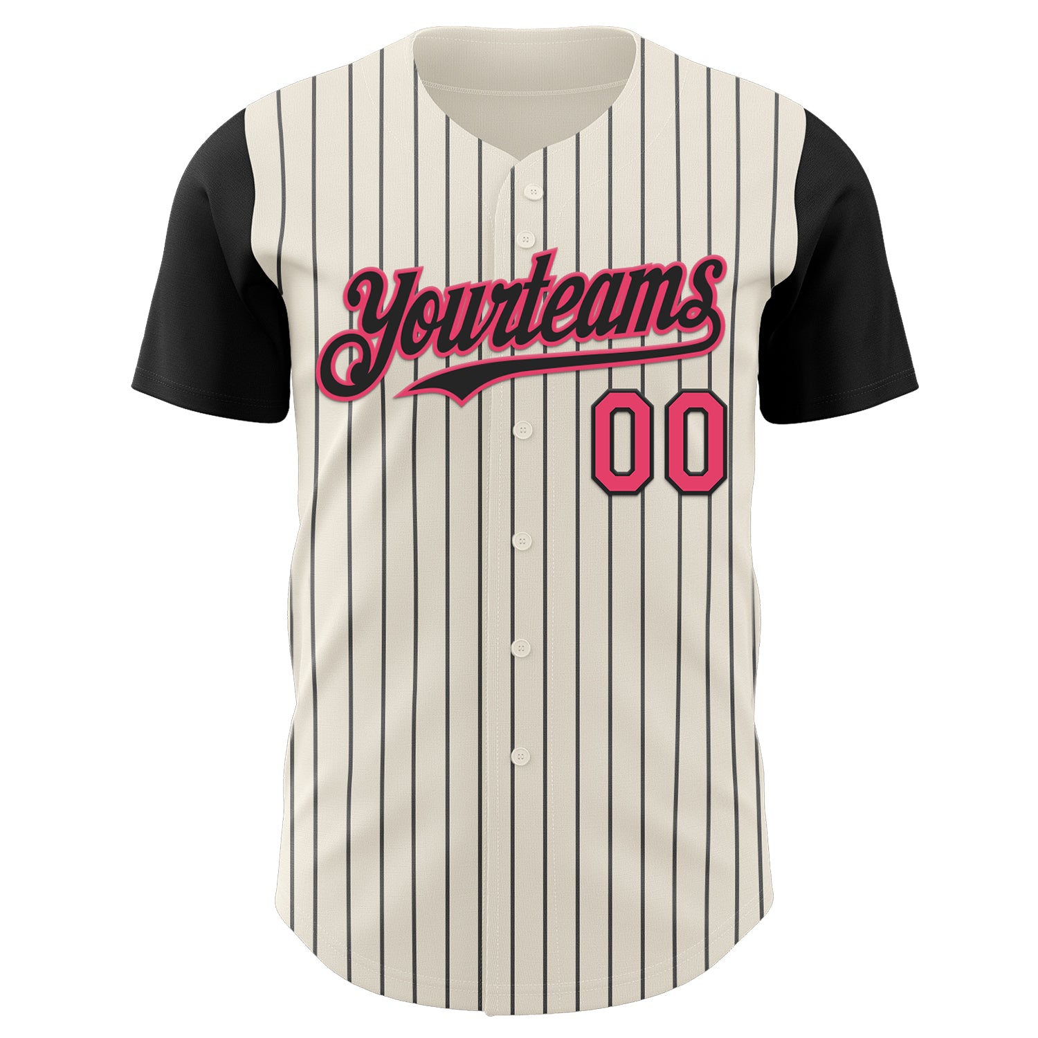 Custom Cream Black Pinstripe Neon Pink Authentic Two Tone Baseball Jersey