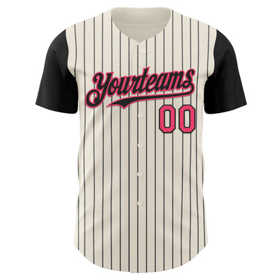 Custom Cream Black Pinstripe Neon Pink Authentic Two Tone Baseball Jersey