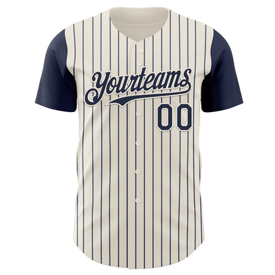 Custom Cream Navy Pinstripe Navy Authentic Two Tone Baseball Jersey