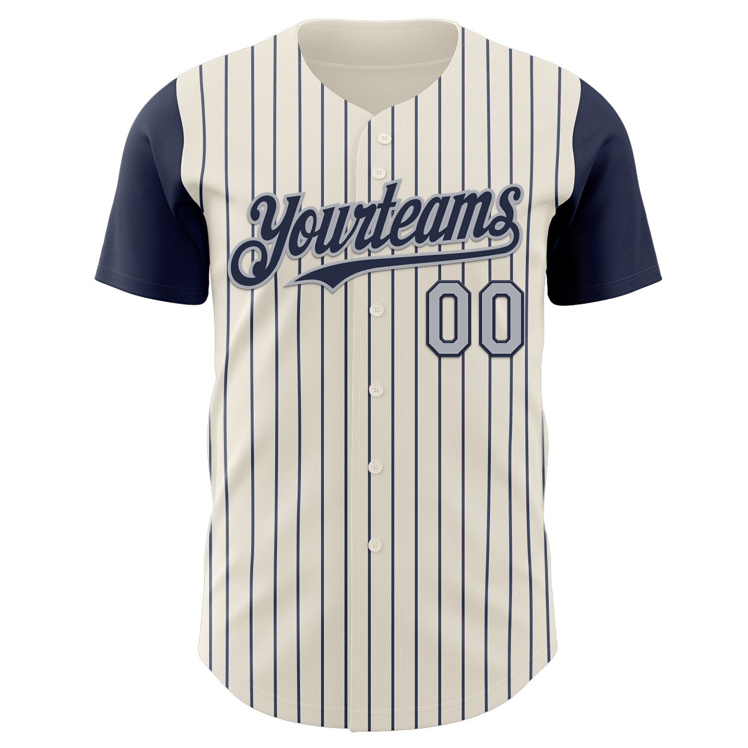 Custom Cream Navy Pinstripe Gray Authentic Two Tone Baseball Jersey