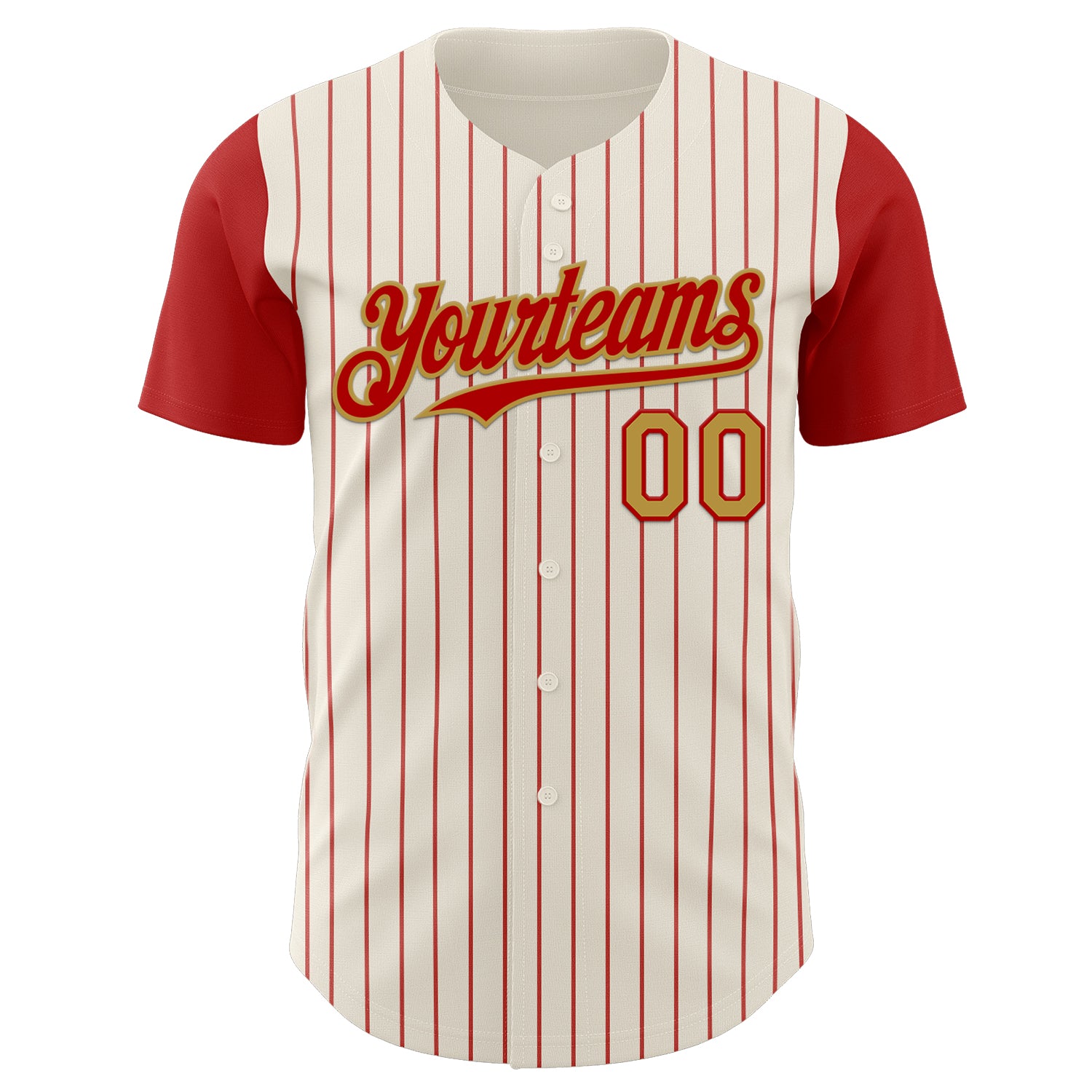 Custom Cream Red Pinstripe Old Gold Authentic Two Tone Baseball Jersey