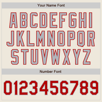 Custom Cream Red Pinstripe Gray Authentic Two Tone Baseball Jersey