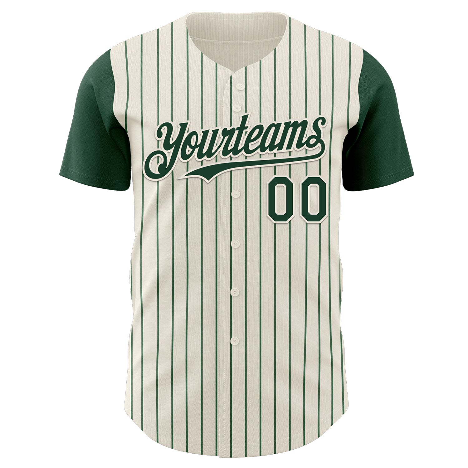 Custom Cream Green Pinstripe Green Authentic Two Tone Baseball Jersey