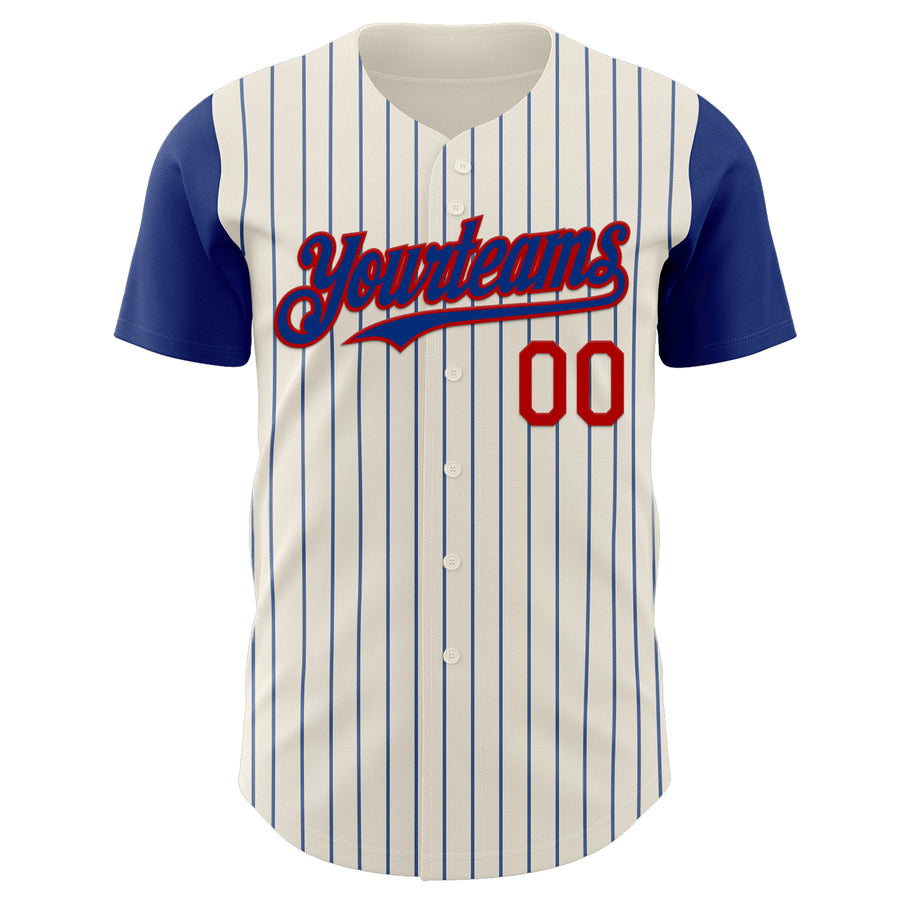Custom Cream Royal Pinstripe Red Authentic Two Tone Baseball Jersey