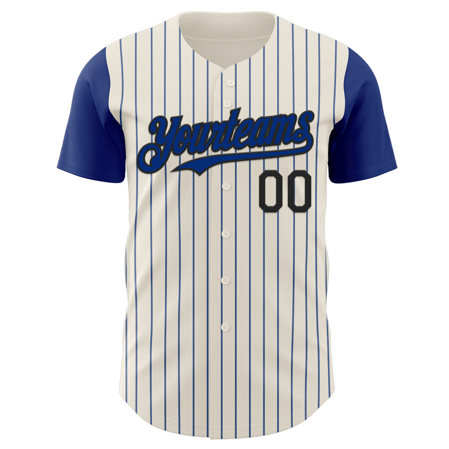 Custom Cream Royal Pinstripe Black Authentic Two Tone Baseball Jersey