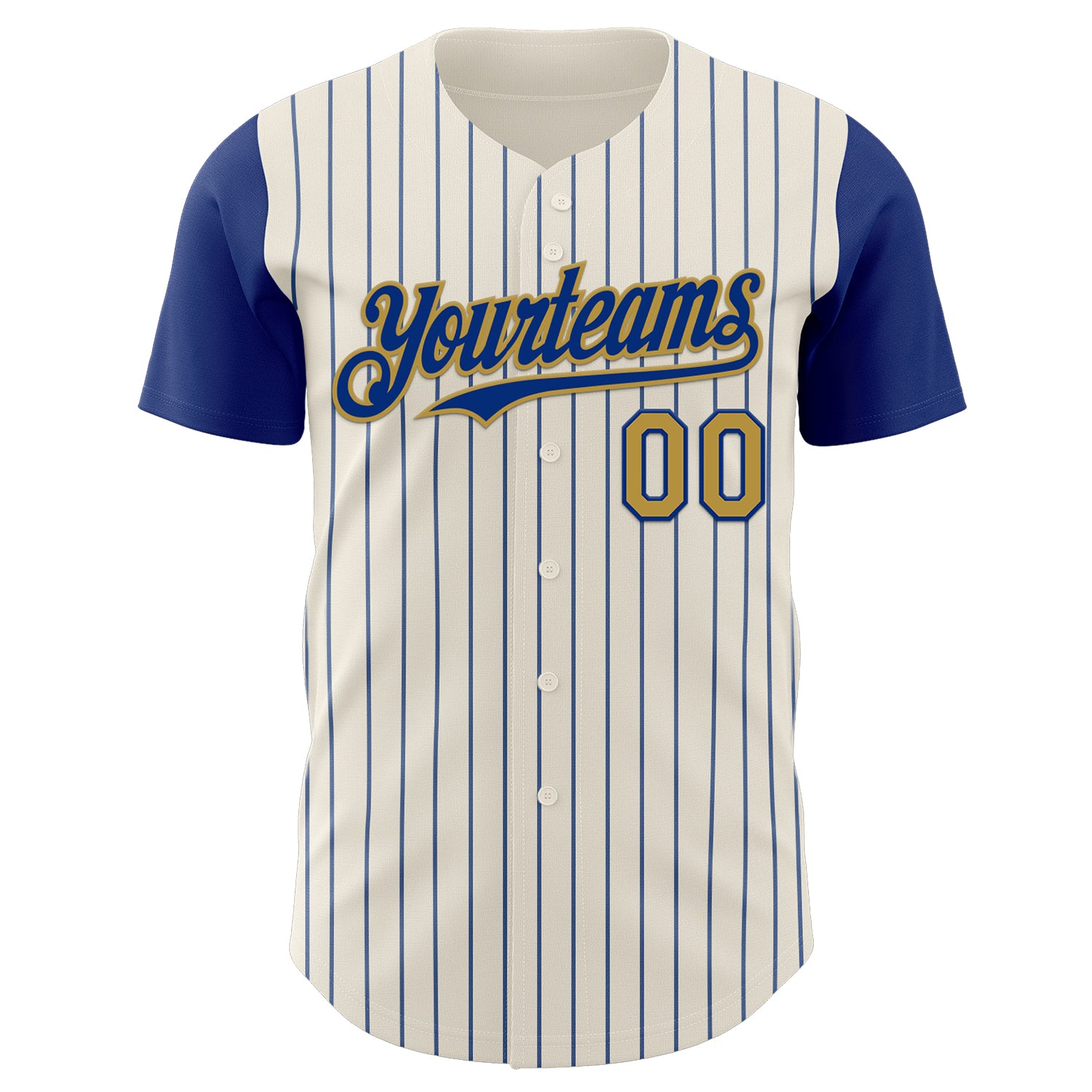 Custom Cream Royal Pinstripe Old Gold Authentic Two Tone Baseball Jersey