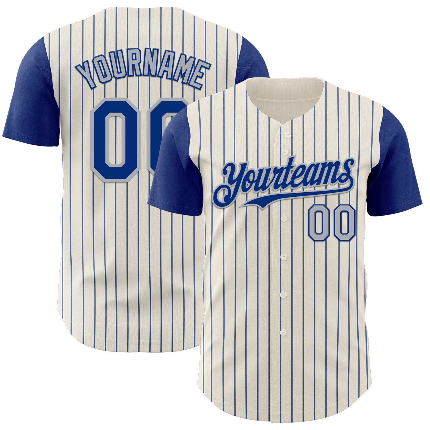 Custom Cream Royal Pinstripe Gray Authentic Two Tone Baseball Jersey