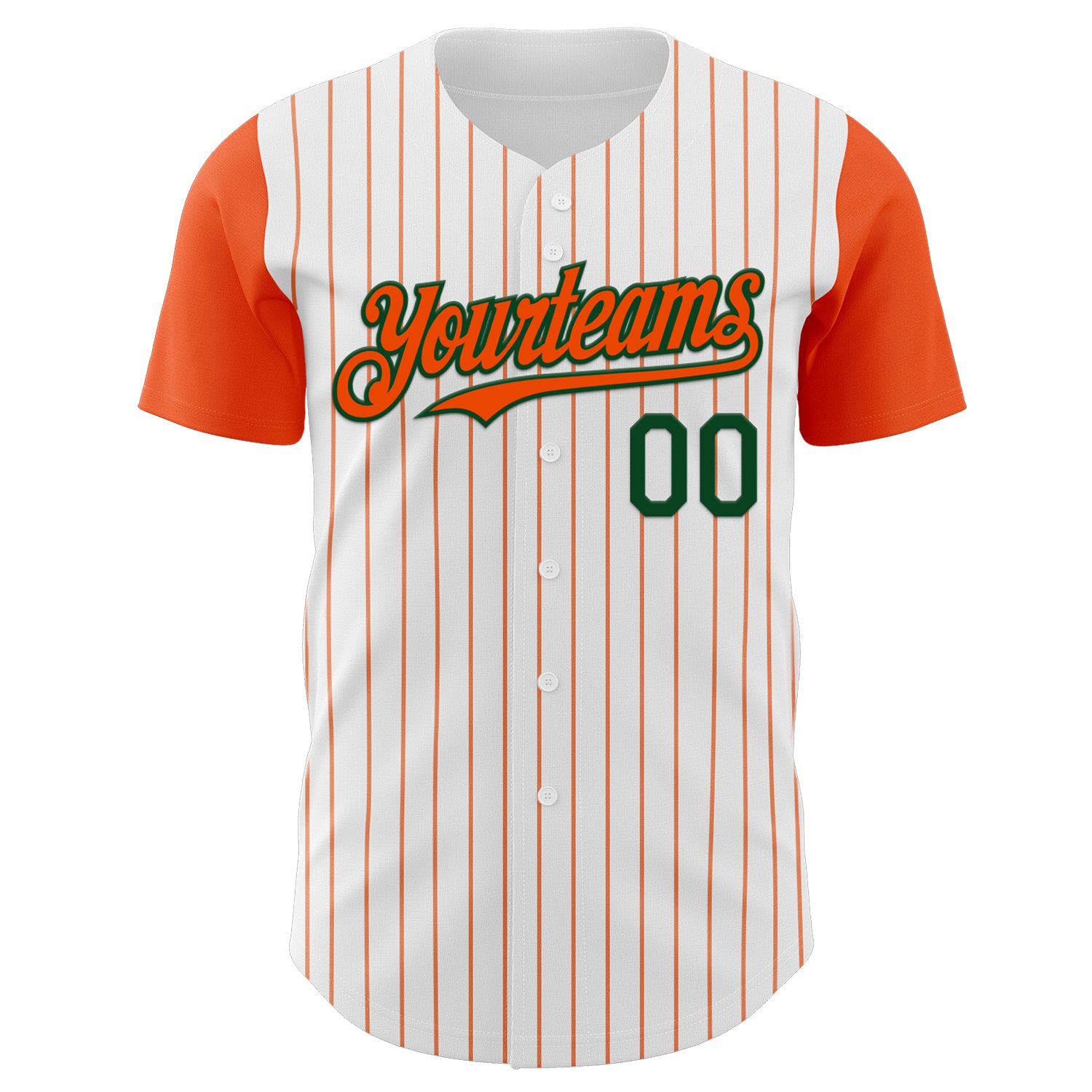 Custom White Orange Pinstripe Green Authentic Two Tone Baseball Jersey