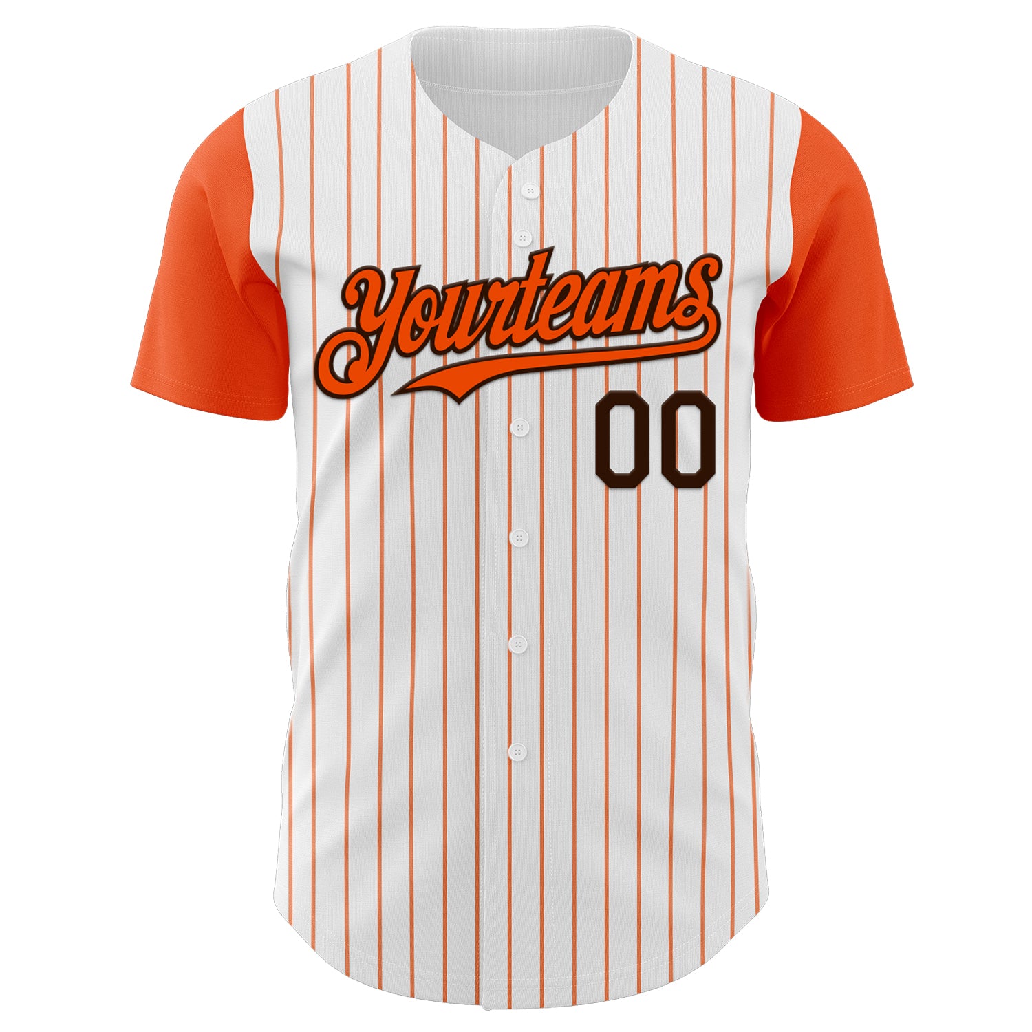 Custom White Orange Pinstripe Brown Authentic Two Tone Baseball Jersey
