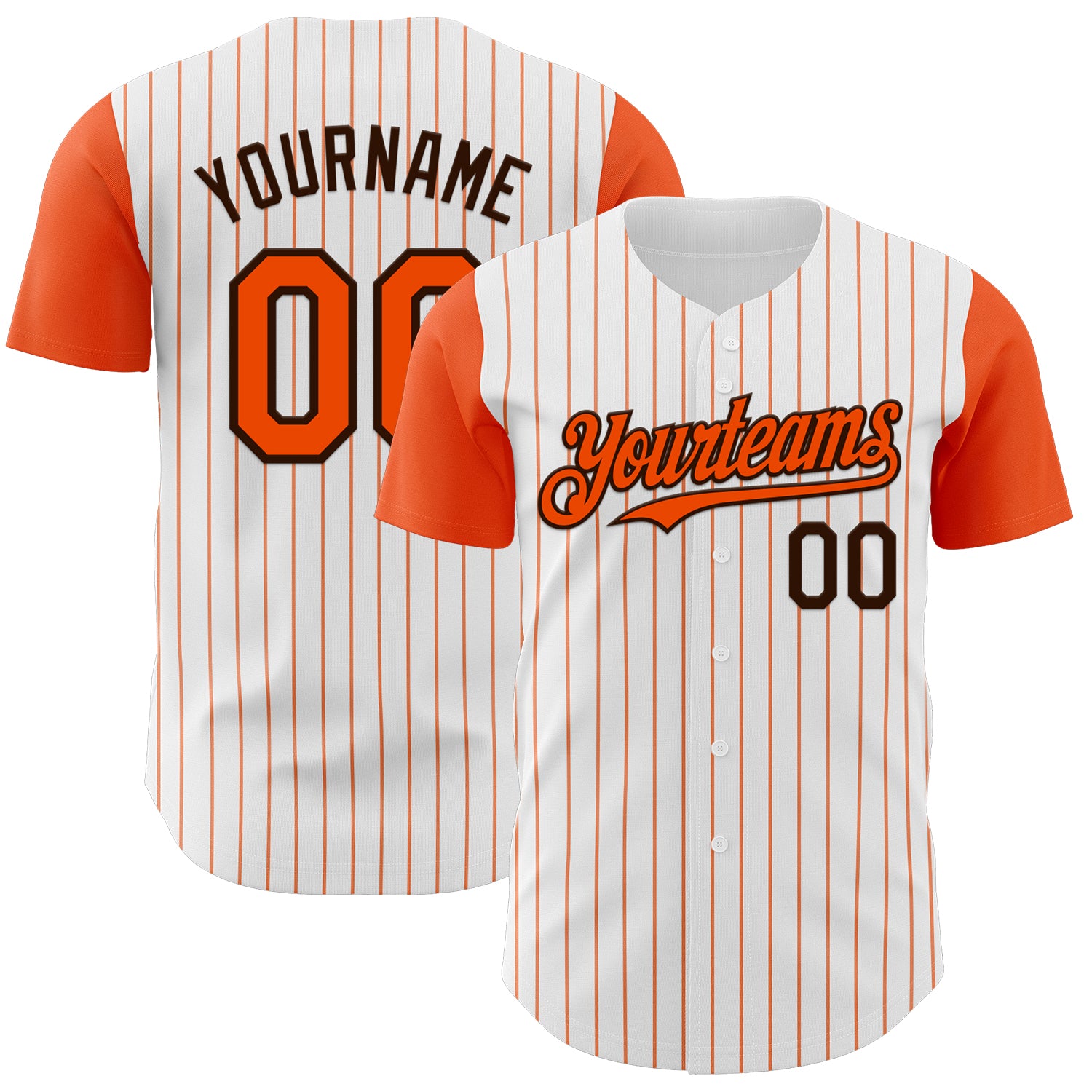 Custom White Orange Pinstripe Brown Authentic Two Tone Baseball Jersey