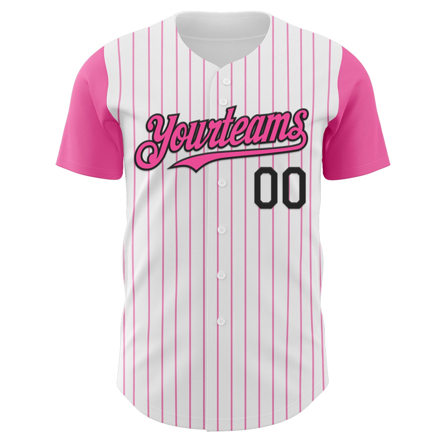 Custom White Pink Pinstripe Black Authentic Two Tone Baseball Jersey