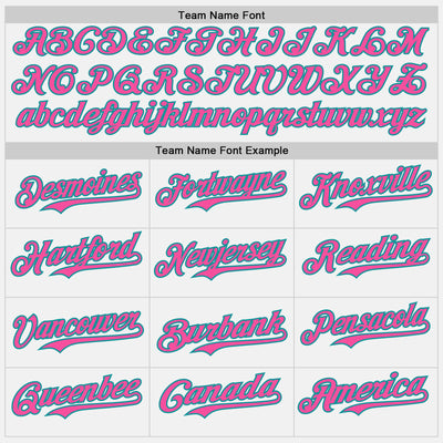 Custom White Pink Pinstripe Teal Authentic Two Tone Baseball Jersey