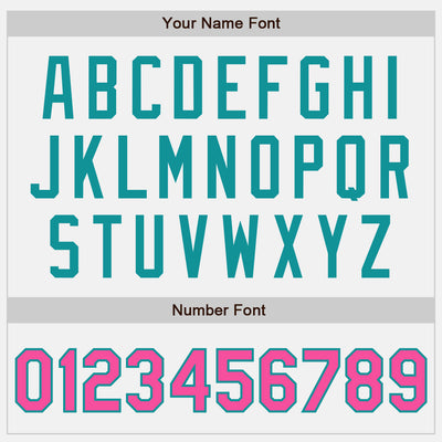 Custom White Pink Pinstripe Teal Authentic Two Tone Baseball Jersey