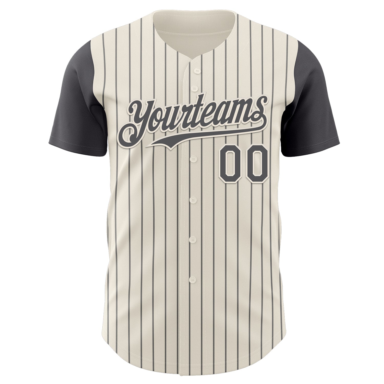 Custom Cream Steel Gray Pinstripe Steel Gray Authentic Two Tone Baseball Jersey