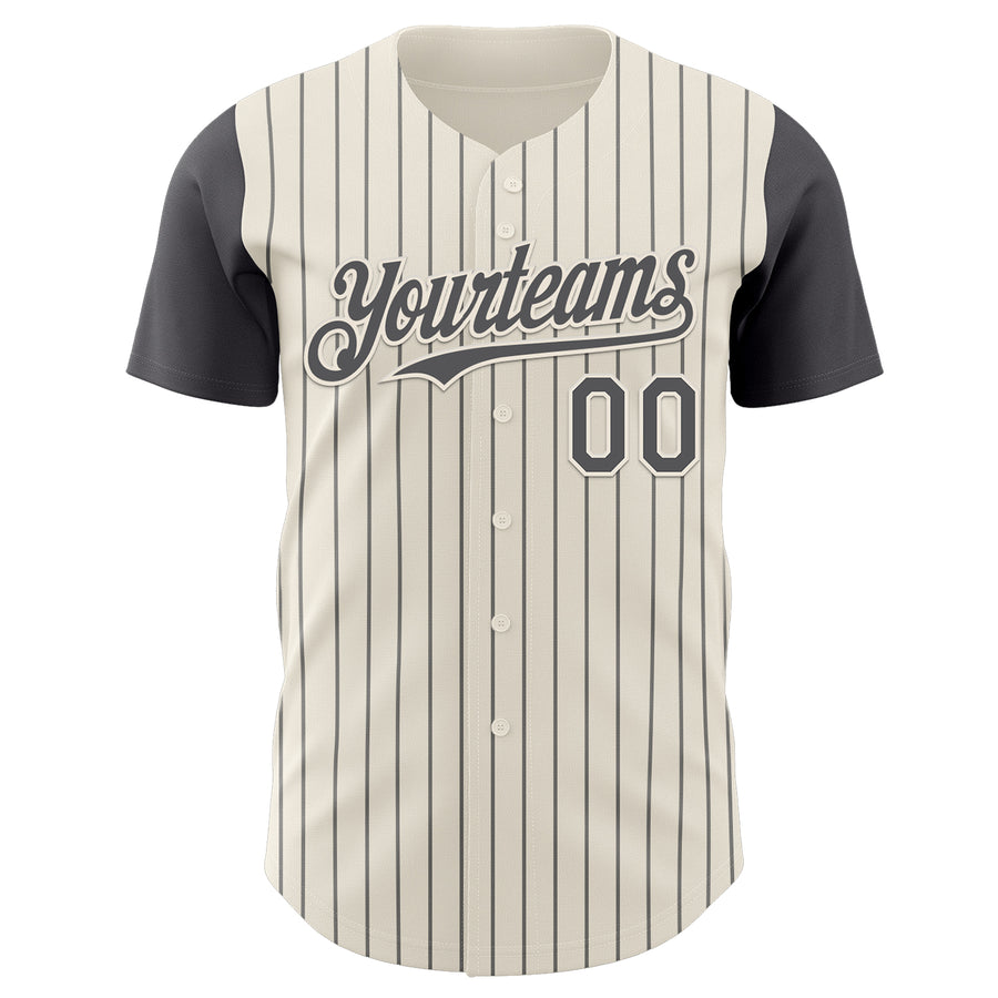 Custom Cream Steel Gray Pinstripe Steel Gray Authentic Two Tone Baseball Jersey