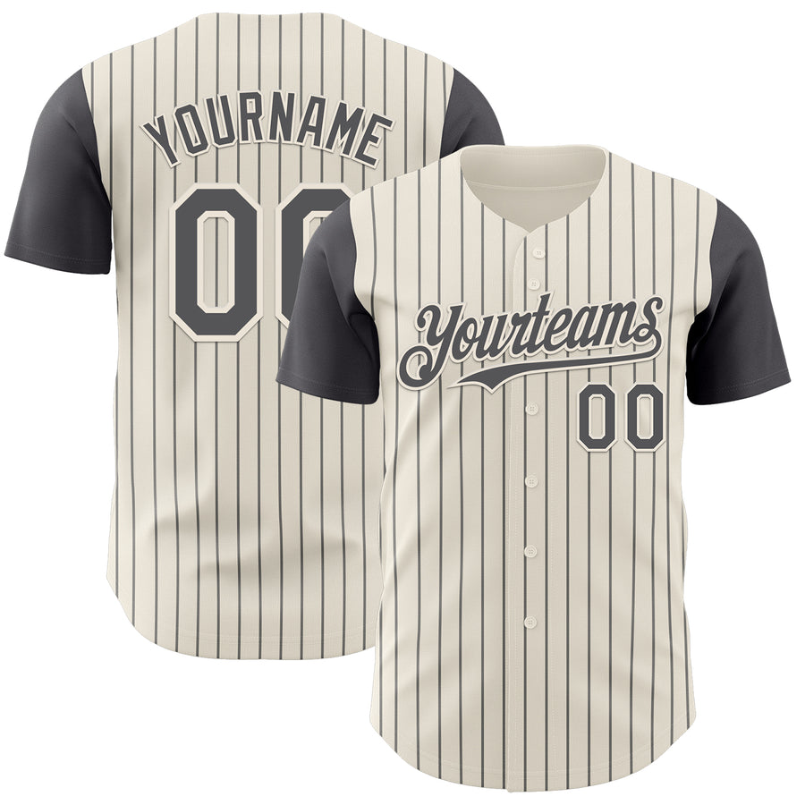 Custom Cream Steel Gray Pinstripe Steel Gray Authentic Two Tone Baseball Jersey