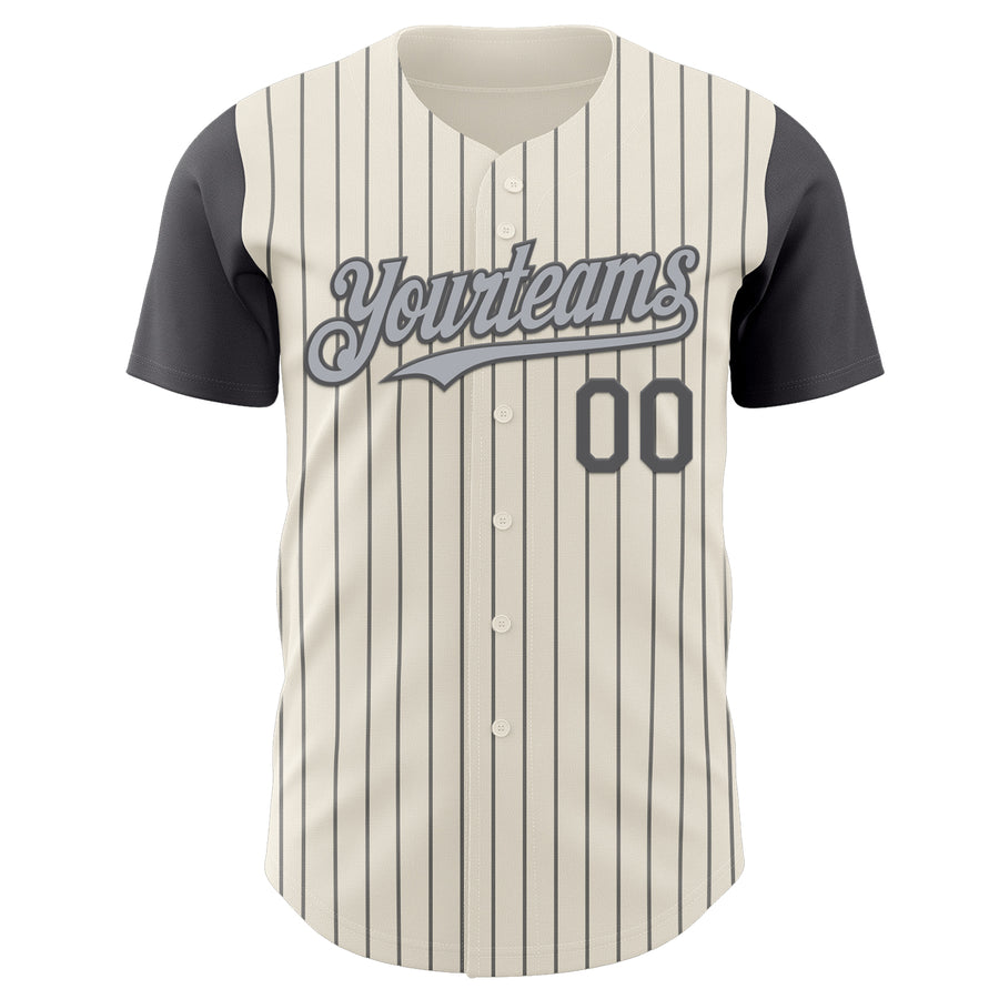 Custom Cream Steel Gray Pinstripe Gray Authentic Two Tone Baseball Jersey