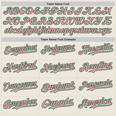Custom Cream Kelly Green Pinstripe Medium Pink Authentic Two Tone Baseball Jersey