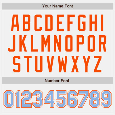 Custom White Light Blue Pinstripe Orange Authentic Two Tone Baseball Jersey