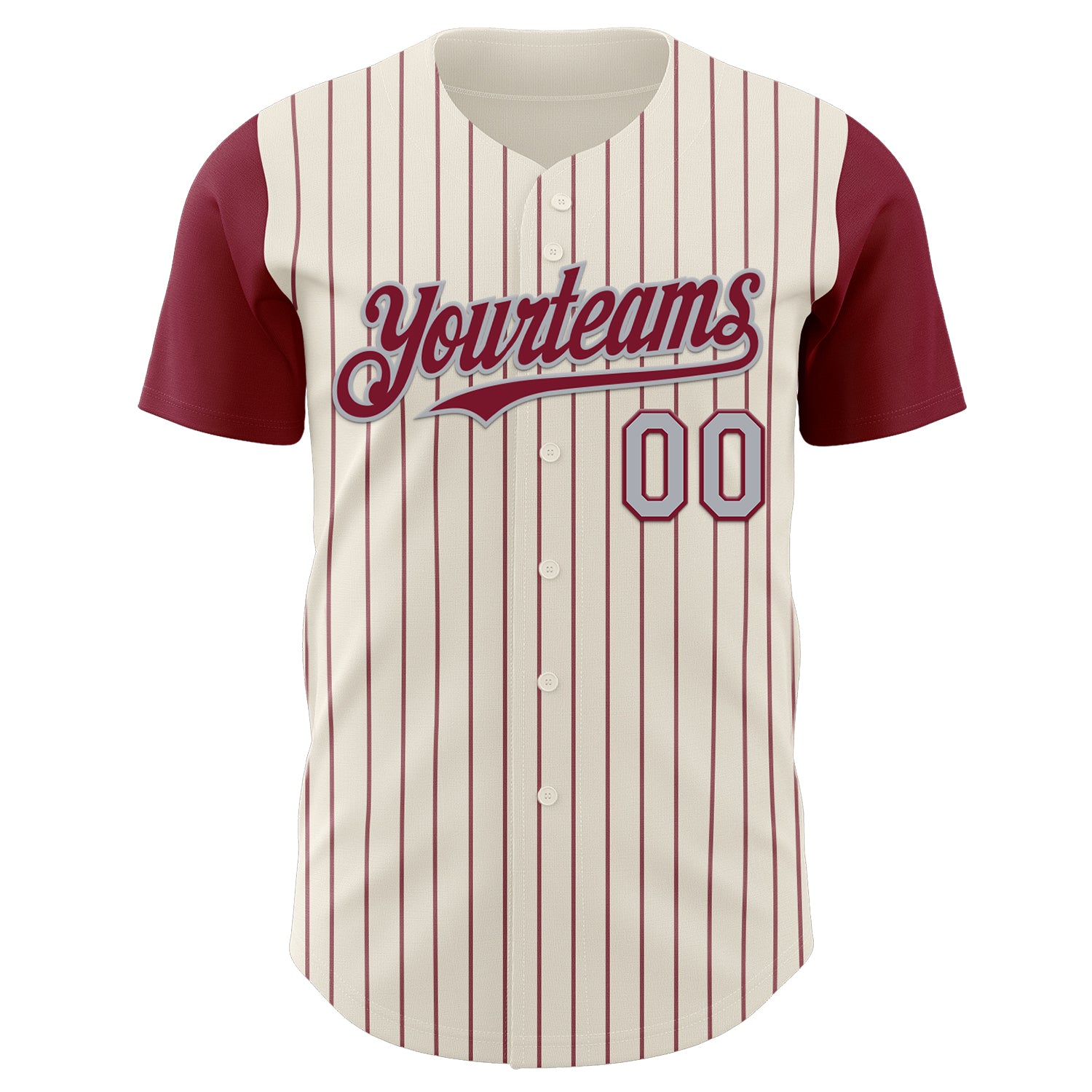 Custom Cream Crimson Pinstripe Gray Authentic Two Tone Baseball Jersey