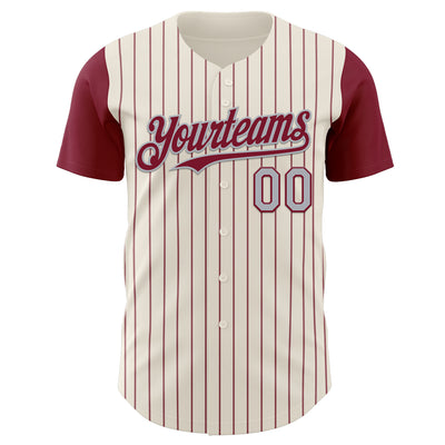 Custom Cream Crimson Pinstripe Gray Authentic Two Tone Baseball Jersey