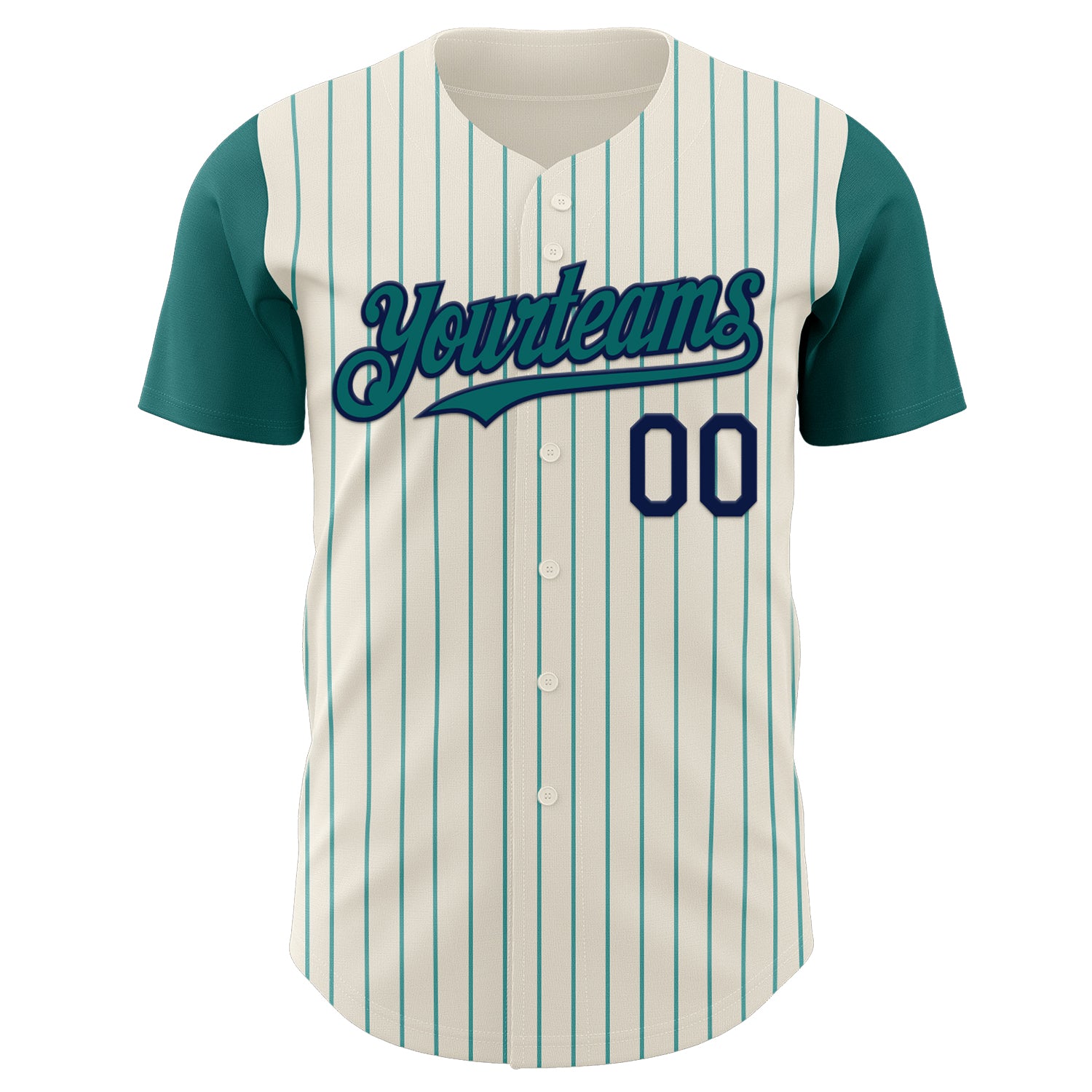 Custom Cream Teal Pinstripe Navy Authentic Two Tone Baseball Jersey