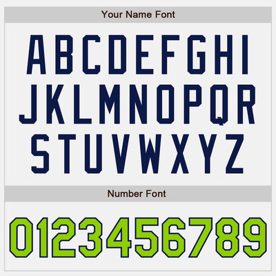 Custom White Neon Green Pinstripe Navy Authentic Two Tone Baseball Jersey