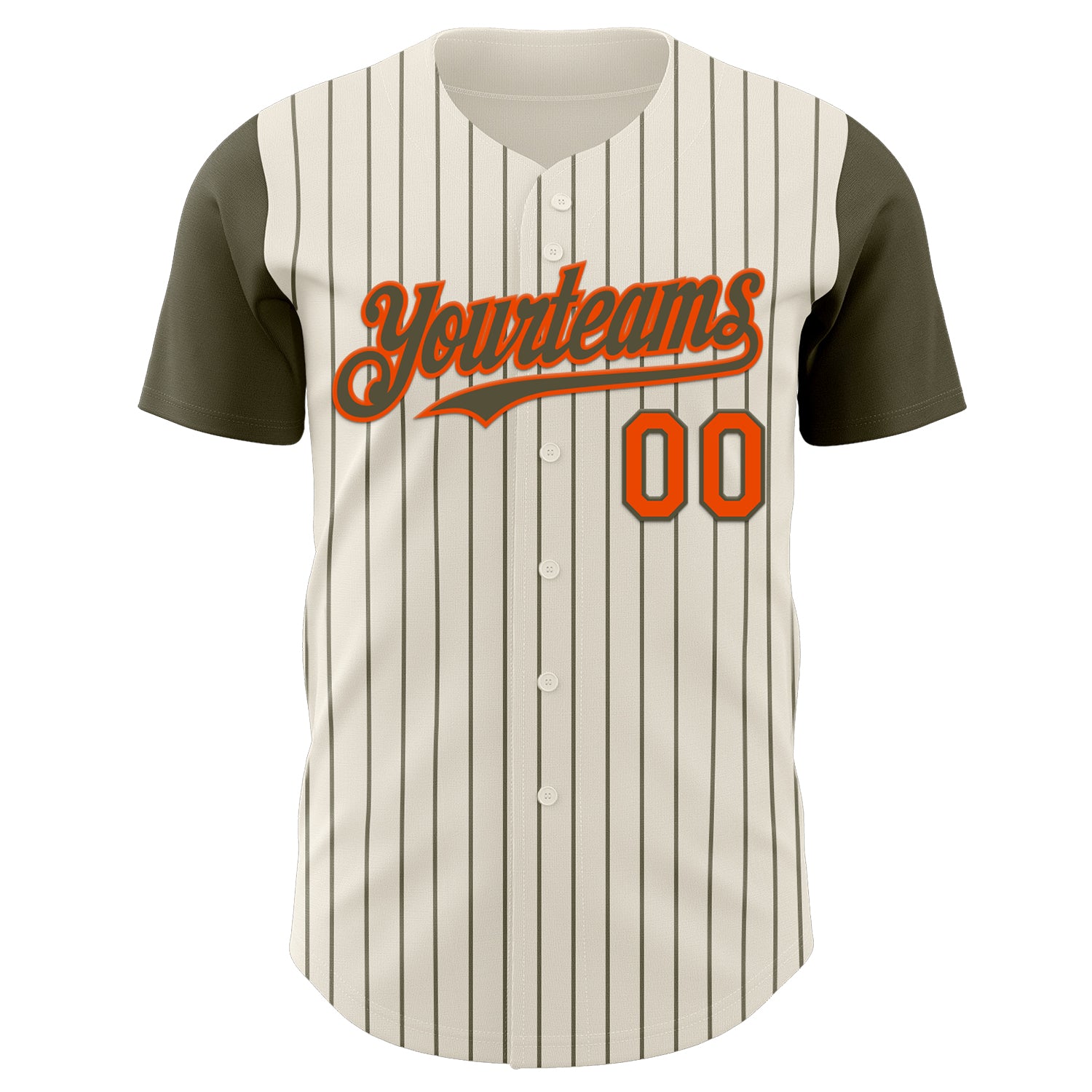 Custom Cream Olive Pinstripe Orange Authentic Two Tone Baseball Jersey