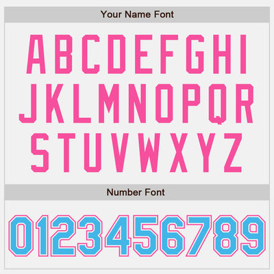 Custom White Sky Blue Pinstripe Pink Authentic Two Tone Baseball Jersey