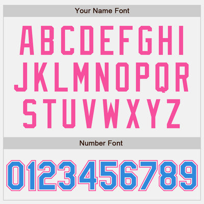 Custom White Electric Blue Pinstripe Pink Authentic Two Tone Baseball Jersey