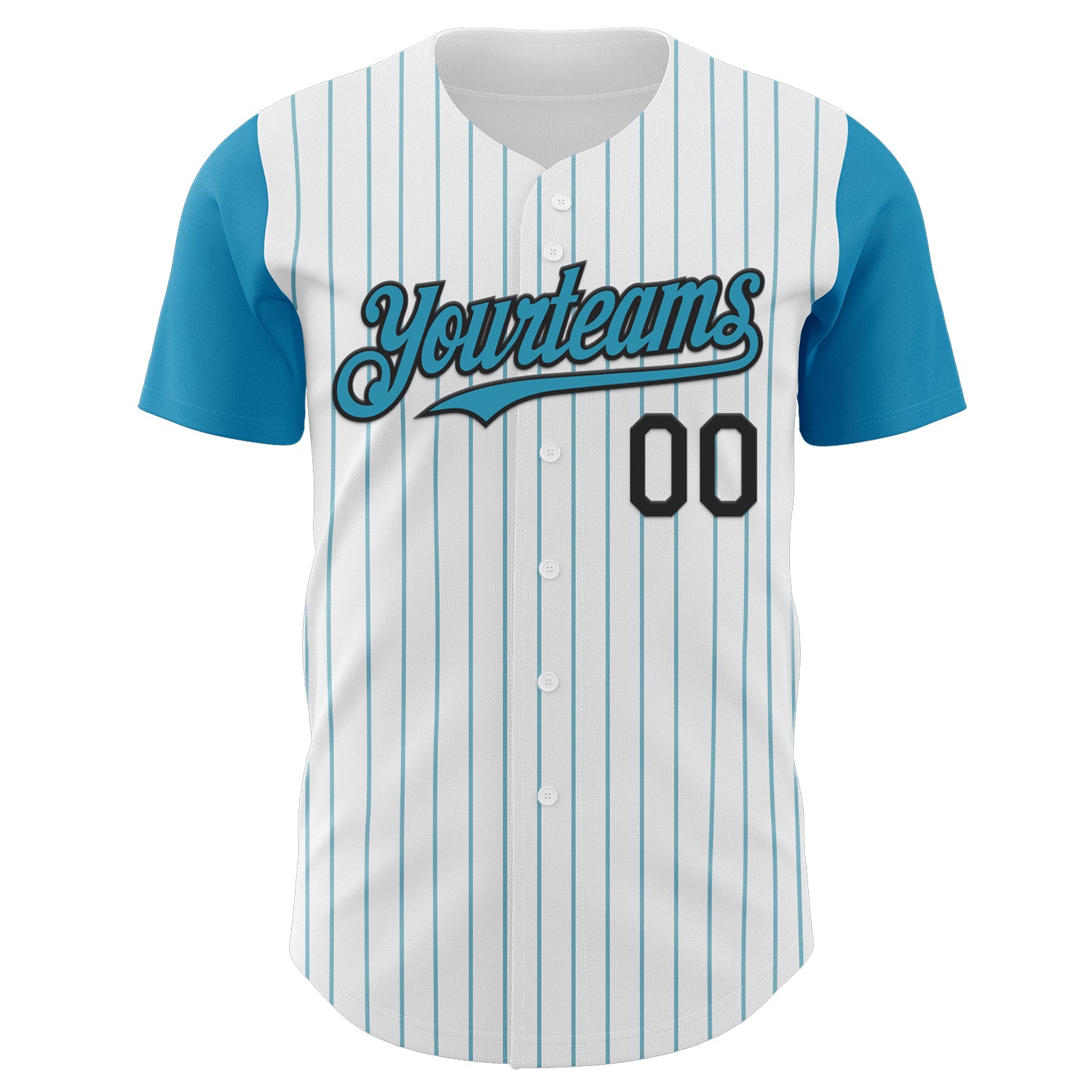 Custom White Panther Blue Pinstripe Black Authentic Two Tone Baseball Jersey