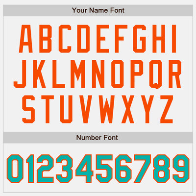 Custom White Aqua Pinstripe Orange Authentic Two Tone Baseball Jersey