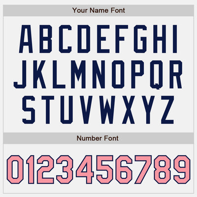 Custom White Medium Pink Pinstripe Navy Authentic Two Tone Baseball Jersey