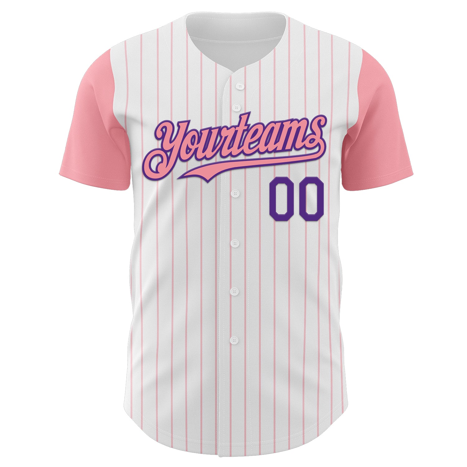Custom White Medium Pink Pinstripe Purple Authentic Two Tone Baseball Jersey