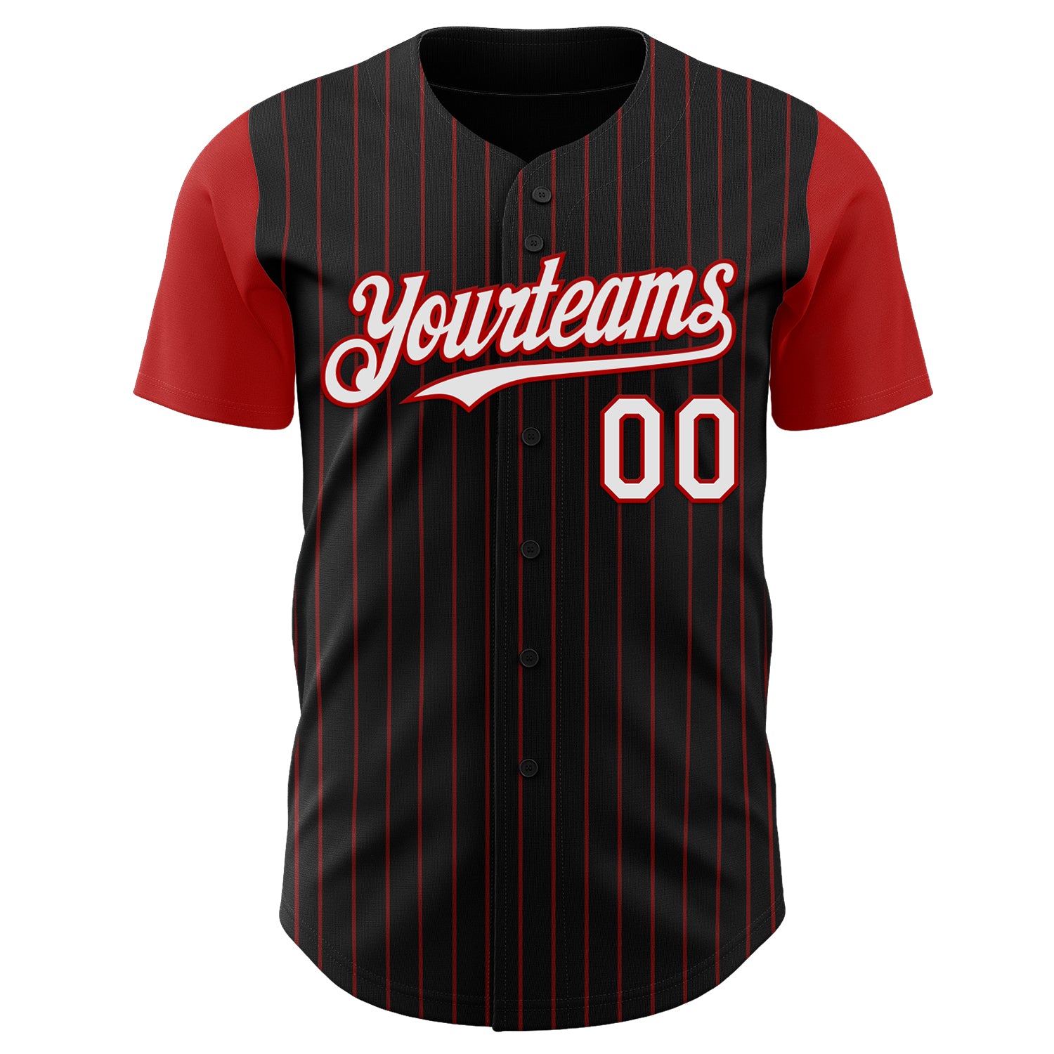 Custom Black Red Pinstripe White Authentic Two Tone Baseball Jersey